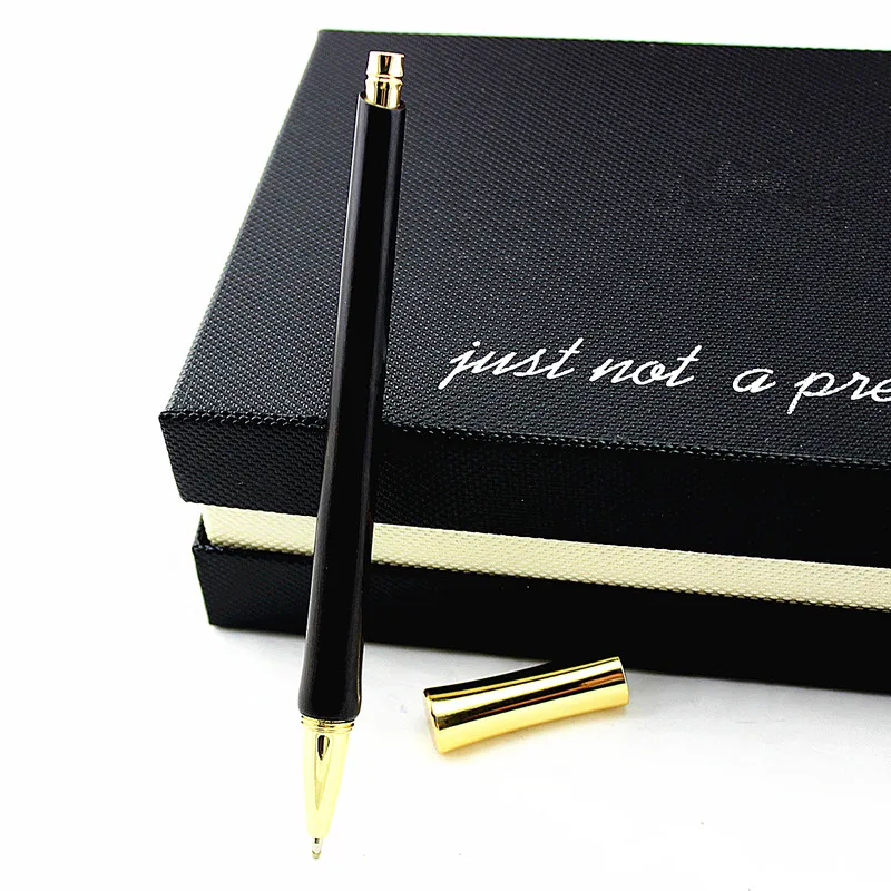 

Rollerball Pens Gift 1pc/lot Metal Wooden Smooth Writing Medium Point 0.5mm Black Ink Refill Ballpoint Pens Office Supplies