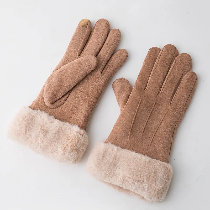 MIARA. L перчатки зимние женские плюс бархат езда оленьей кожи сенсорный экран