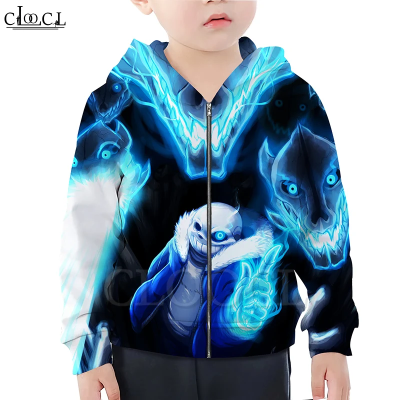 CLOOCL Games Undertale Sans/Милая толстовка с капюшоном на молнии для мальчиков и девочек 3D