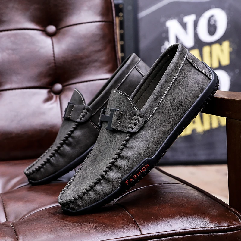 

Мужские повседневные Лоферы без шнуровки, мужские мокасины, летние дышащие мужские лоферы на плоской подошве, коричневые ленивые лоферы, по...