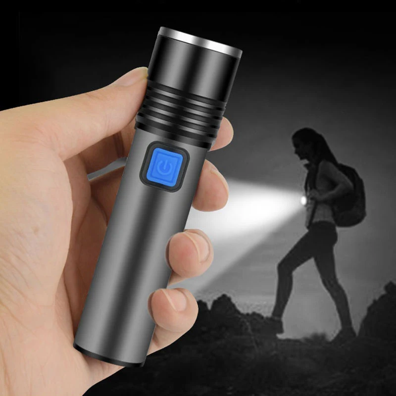 

Mini LED Outdoor Long Shot Super Bright USB Rechargeable Zoom Flashlight