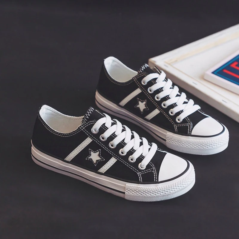 

Women Canvas Shoes Fashion Women Shoes Flats Platform Autumn Women Casual Shoes Vulcanization Lace-Up White Women Sneakers