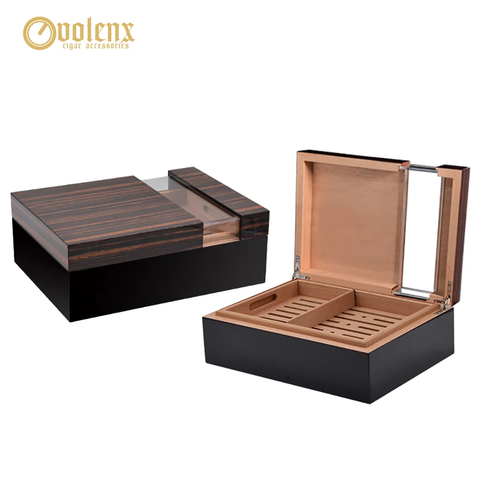 VOLENX 2-Layers Humidor Acrylic Window Cigar Box with Hygrometer and Humidifier Large Capacity Cabinet Holds 50 Fingers | Дом и сад