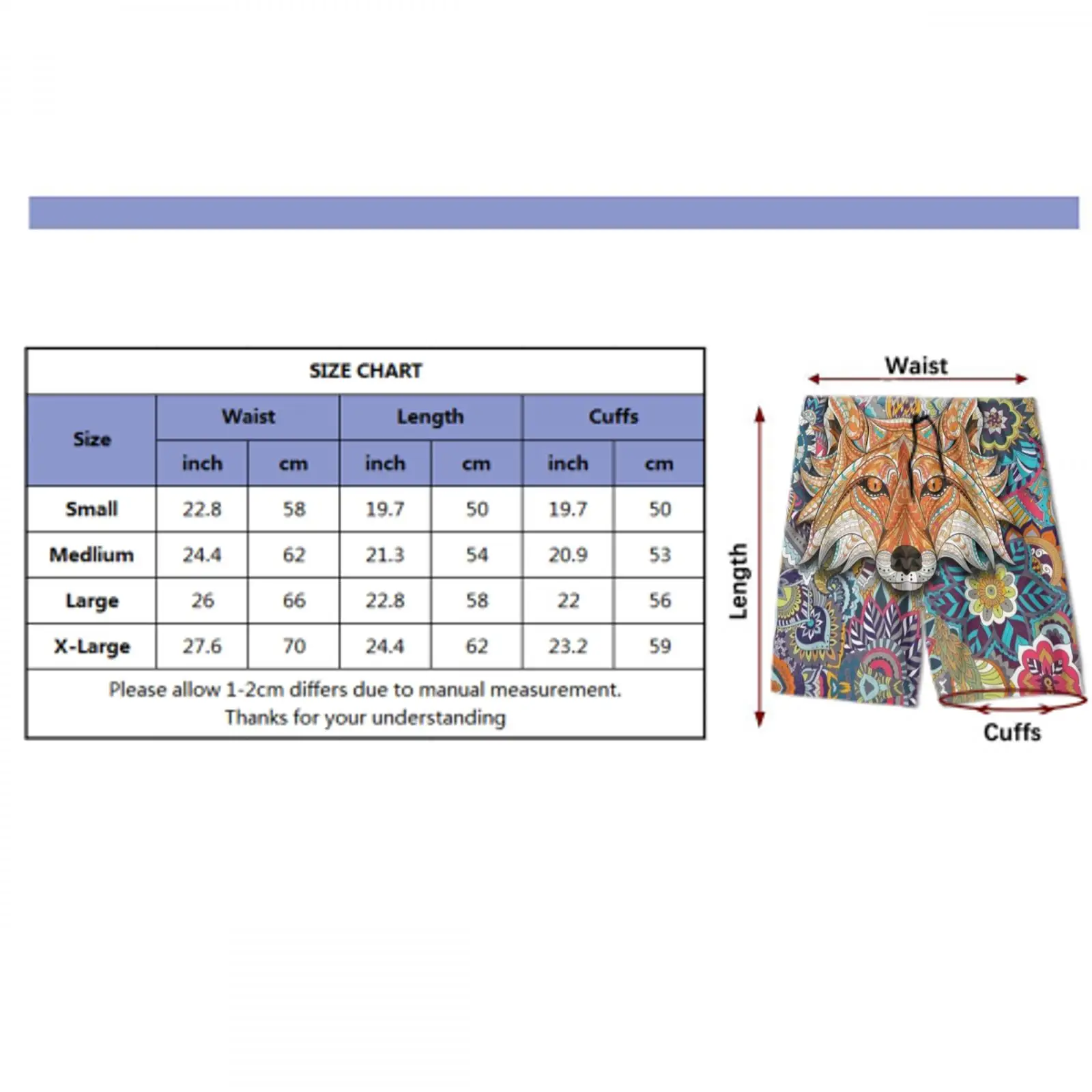 

printer fox oversized beach shorts cute boys/girls loose panties fox motocross boys/girls panties