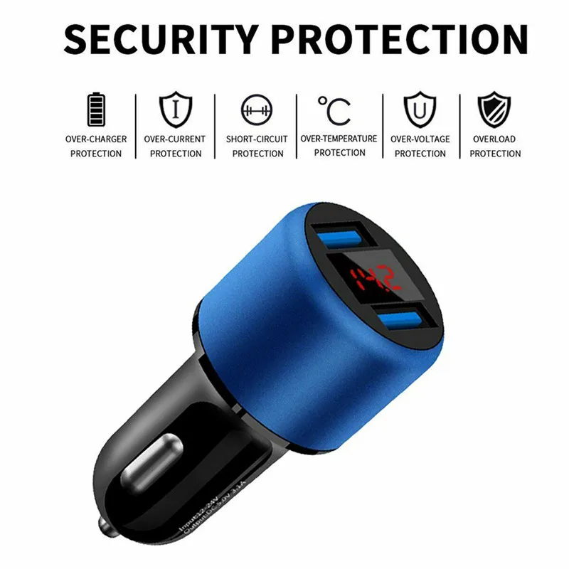 3.1A сдвоенный USB для быстрой зарядки Автомобильный держатель для телефона на Зарядное устройство с светодиодный Дисплей вольтметр с экраном 12 V/24 V аксессуары для автомобильного интерьера