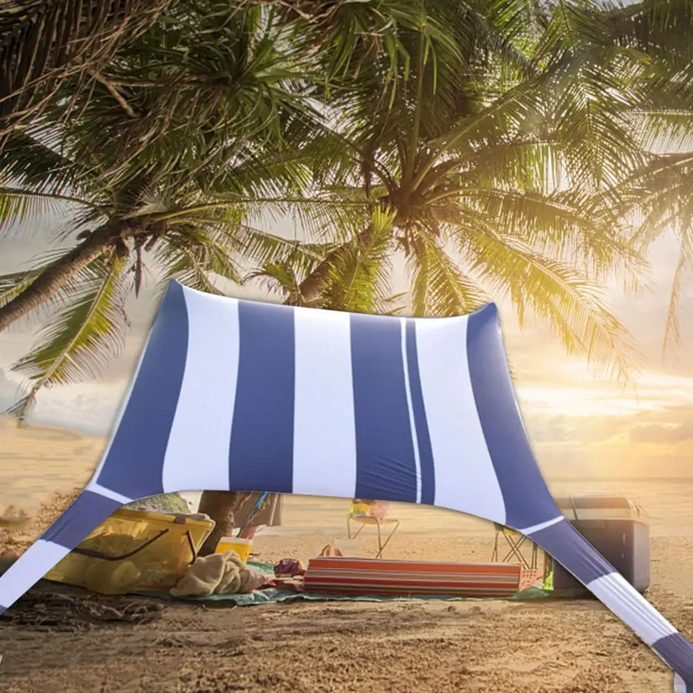 Portable Beach Tent Family Beach Sunshade Awning Summer Outdoor Garden Beach Awning Anti-UV Sun Shelter With Support Rod