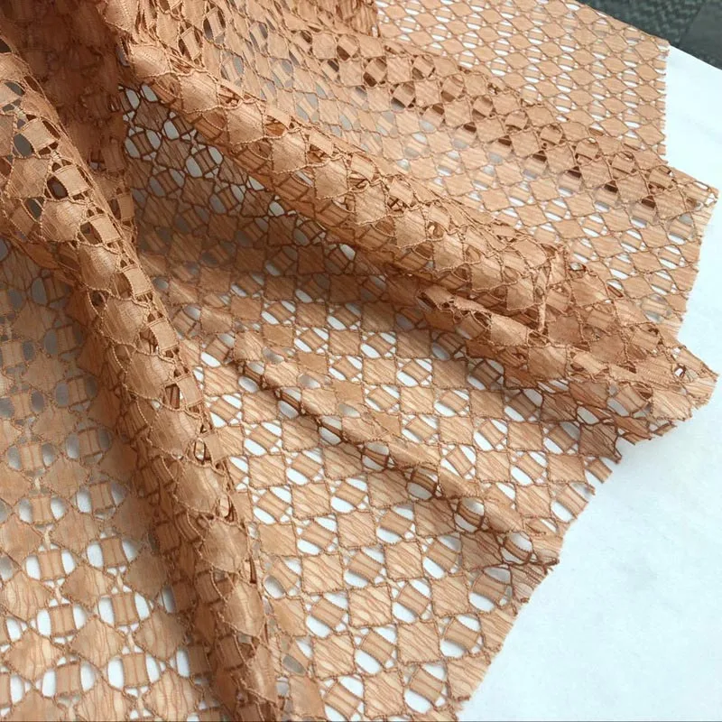 Caramel colour Высококачественная швейцарская Геометрическая кружевная ткань, ручная работа, платье своими руками, нигерийский ажурный кружевной модный кружевной материал - Цвет: Caramel colour