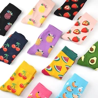 cute cartoon fruit print avocado banana cherry peach girls kawaii socks meias korean harajuku autumn winter happy socks