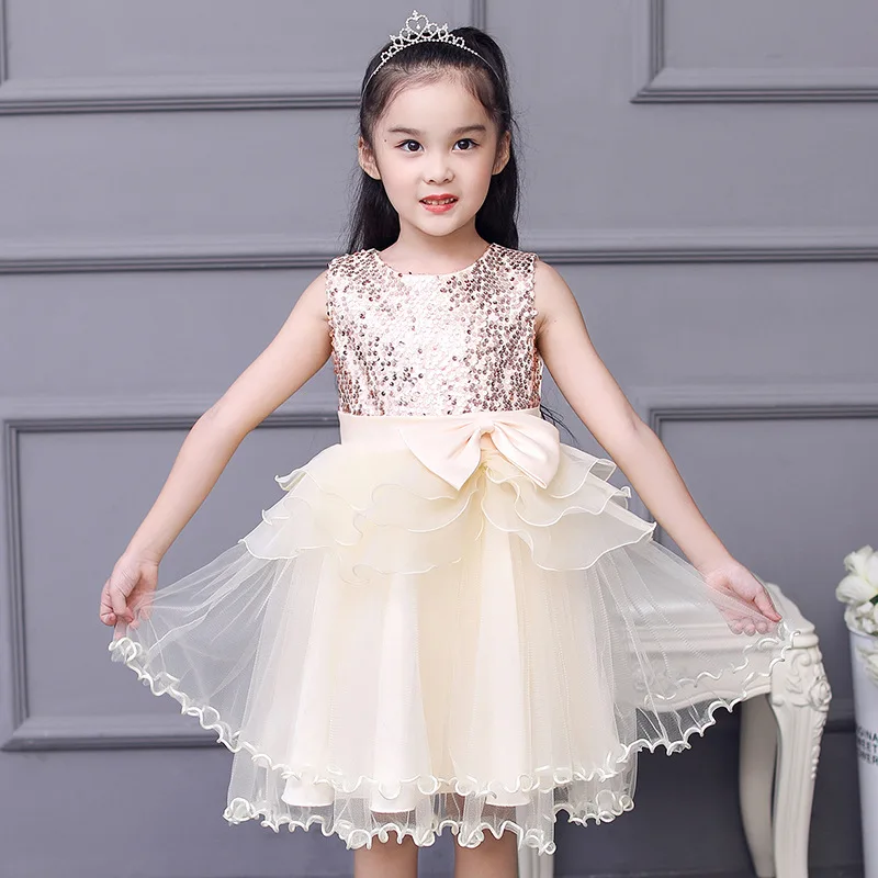 

Ready to Ship Flower Girls Dresses Kids Sequined Top Tulle Party Wedding Dress Formal Children Clothing