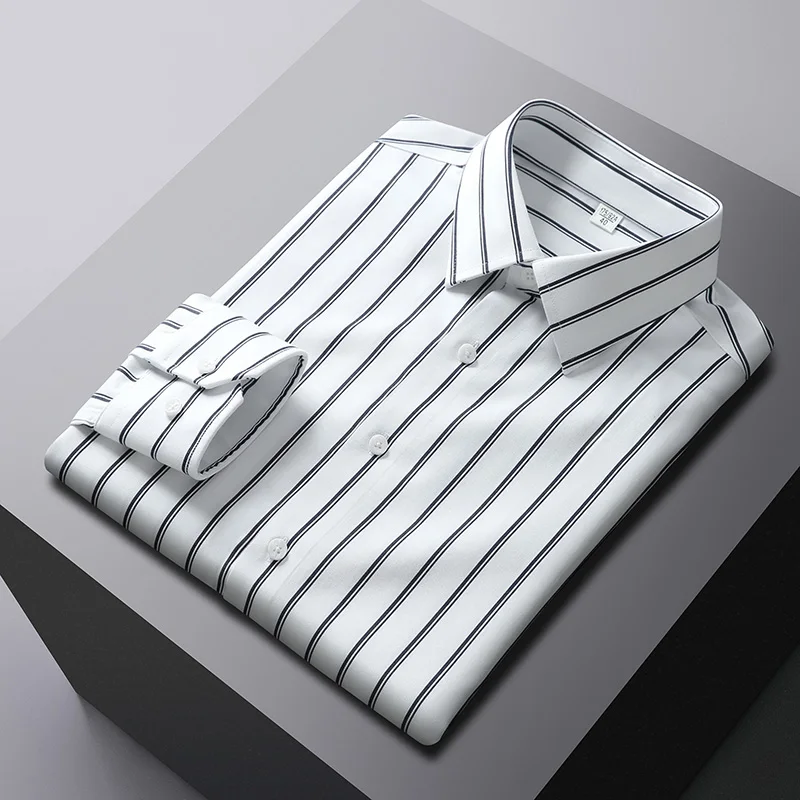 

Men’s Casual Slim Fit Shirts Stripe Long Sleeve Fashion T-Shirts Men's Casual Banquet Formal Shirt