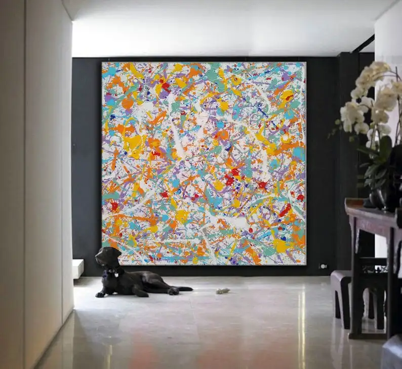 

Pollock Squre Artwork Abstract Paintings Inspired Painting Style Painting Large Wall Art Inspired Canvas Oil Paintings Jackson