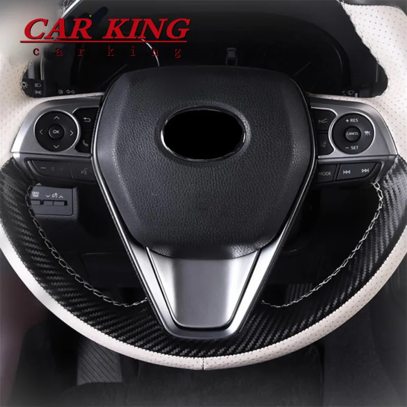 

For Toyota Corolla 2019 ABS Matte and Carbon fibre Car Steering wheel Button frame Cover trim car styling Accessories 3pcs