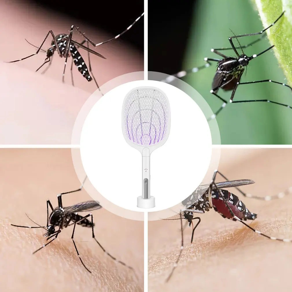 

Rechargeable Mosquito Killing Racket Three In One LED Mosquito Swatter Two Mosquito Control Modes Double Switch
