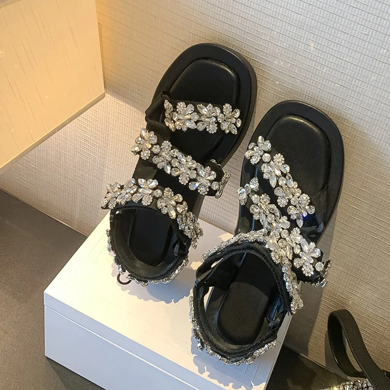 Женские босоножки с открытым носком летние сандалии со стразами модель 2024 см