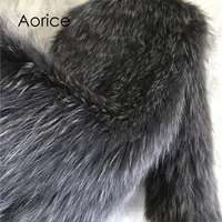 Aorice Knitted Real Raccoon Fur Coat Jacket overcoat Women Warm Genuine Fur Coats Long Style 170916