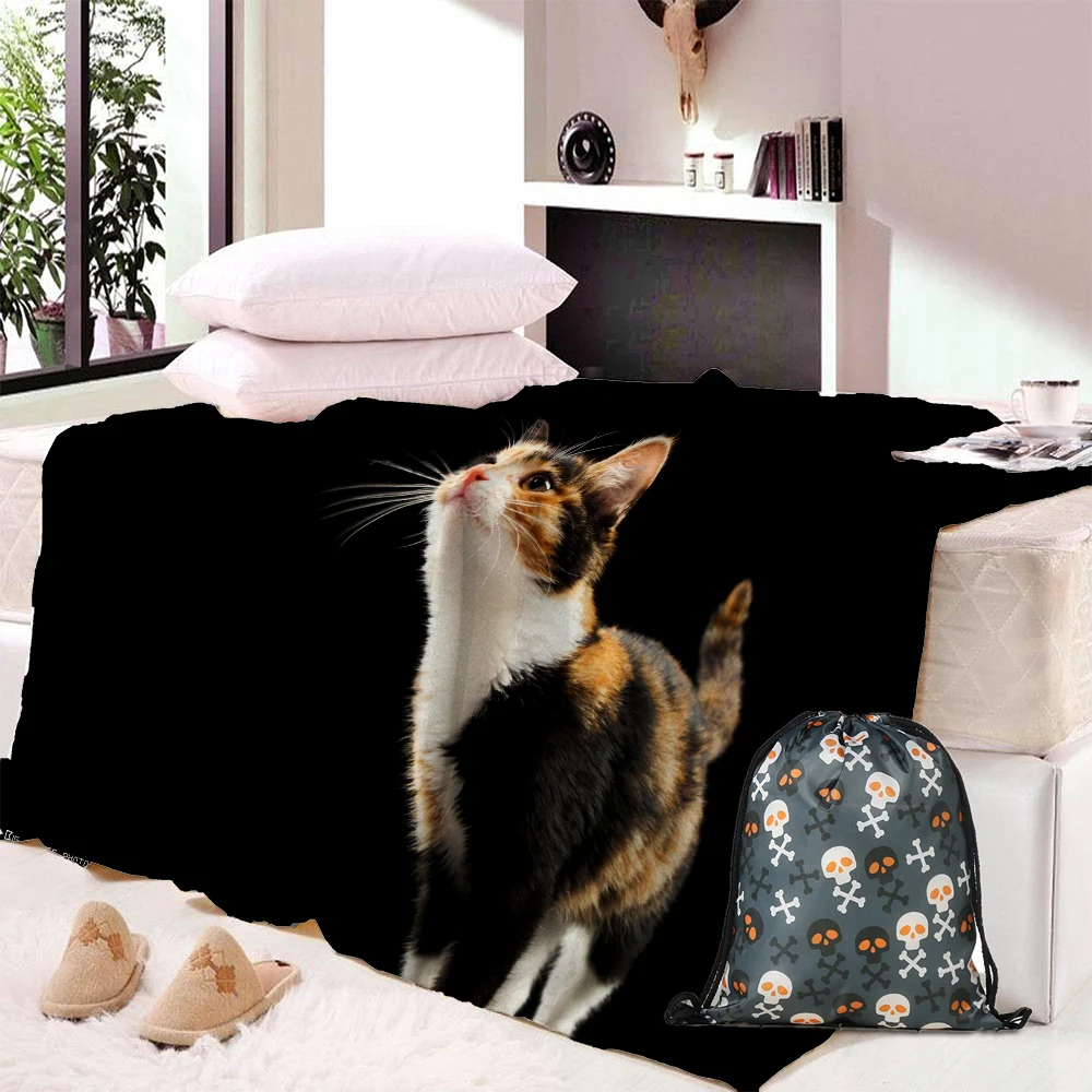 3D одеяло с принтом кота на кровати животное уникальное плюшевое покрывало для