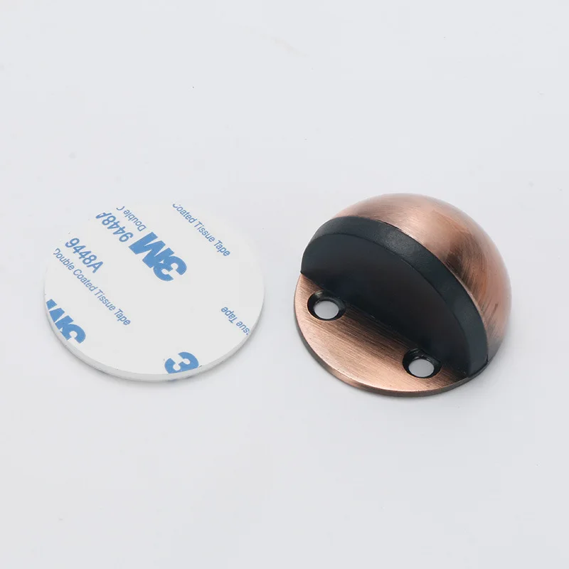 Red bronze Не пробивая наклейка Скрытая нержавеющая сталь Резиновая Дверь стоппер дверные держатели Catch напольные Накладные гвозди-Бесплатные дверные Стопперы - Цвет: Red bronze