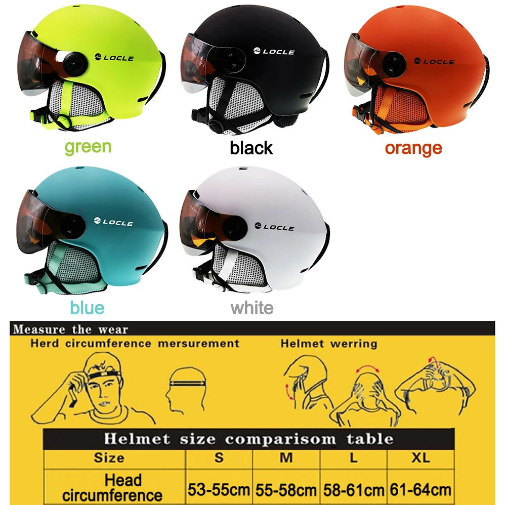 LOCLE Goggles лыжный шлем цельно-Формованный шлем для сноуборда для мужчин и женщин для катания на коньках скейтборд лыжный шлем с очками