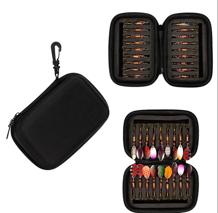 

18pcs Fishing Lures Kits Fly Hook Sequin Box Fishing Tackle Fly Lure Spinner