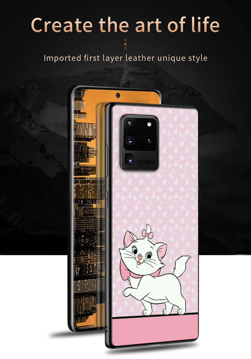 Мягкий ТПУ чехол для телефона с мультяшным розовым котом Мари Samsung F12 F62 F41 F22 F32 F42 F52