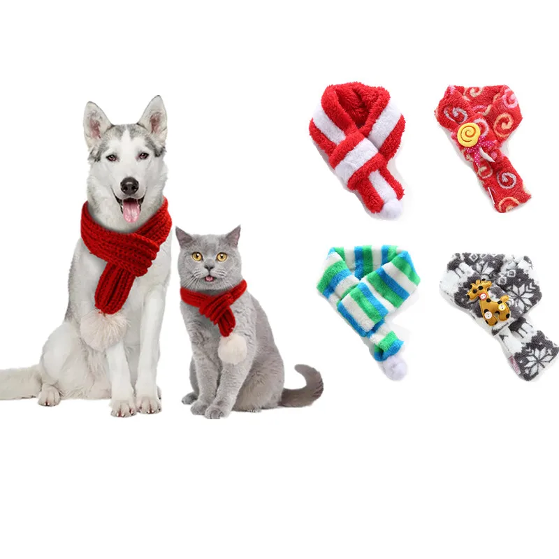 Зимний шарф бандана для домашних питомцев флисовый ошейник щенков шарфы шейный