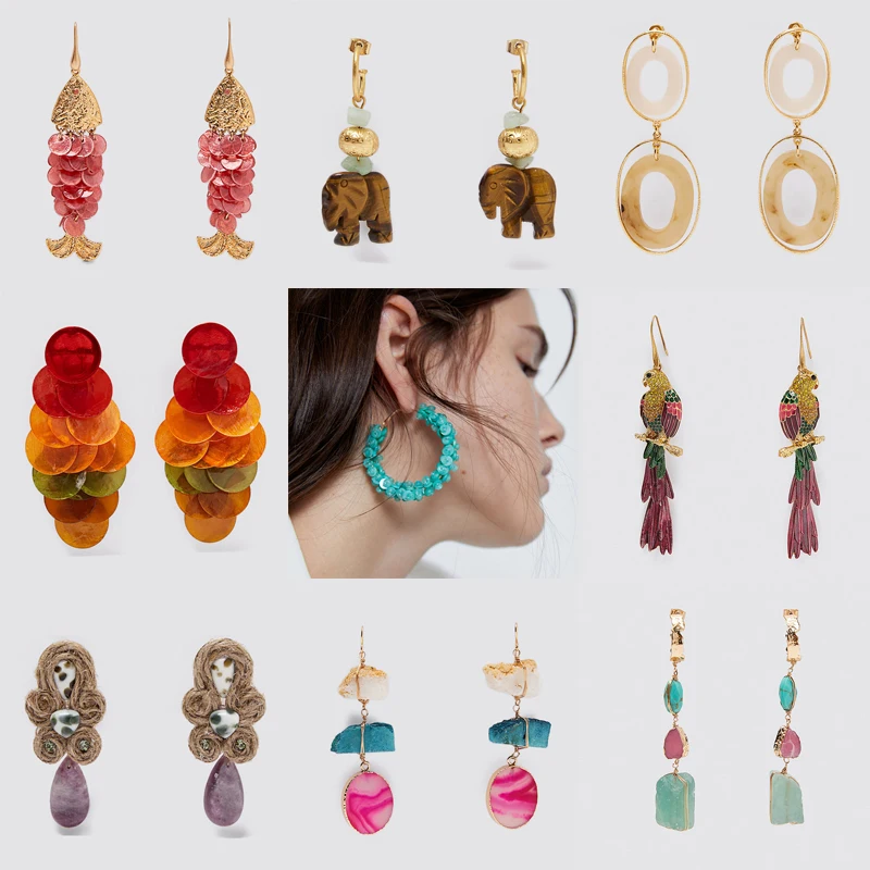 Женские серьги-подвески ZA Винтажные серьги с натуральным жемчугом в форме