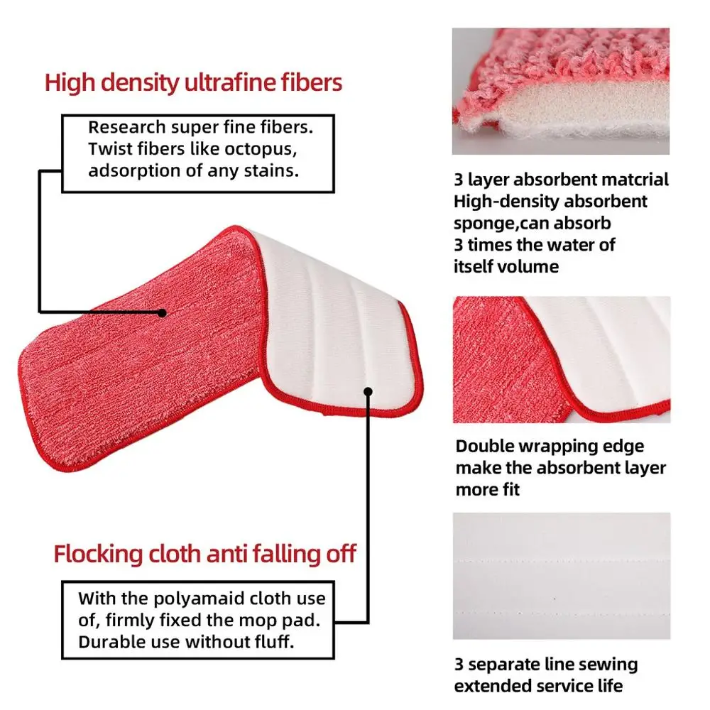 Подушечки Cleanhome из микрофибры для швабры-распылителя сменные моющиеся насадки