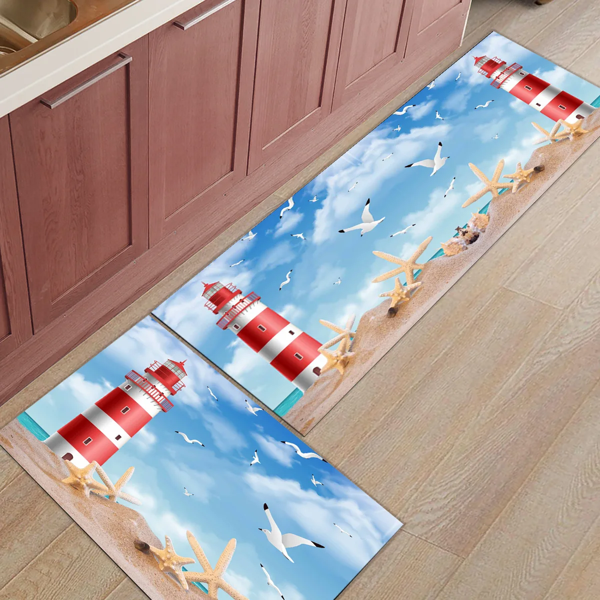 Море пляж маяк Морская звезда Чайка Кухня ковер Спальня входная дверь тапочки