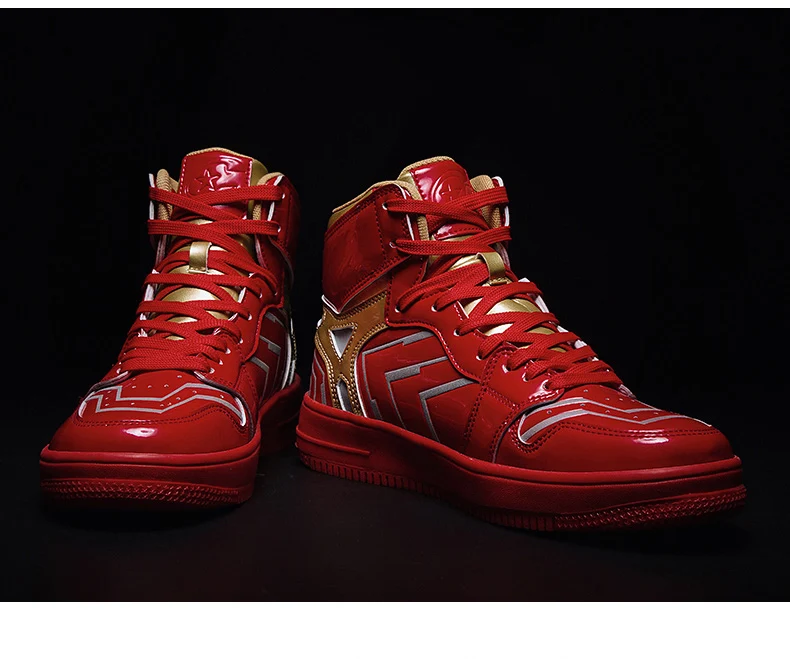 Новинка Marvel красная Мужская обувь для скейтборда Scarpe Air Avengers высокие спортивные коньки Светоотражающие кроссовки для мужчин Homme Chaussure