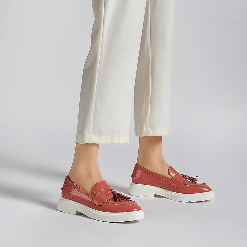 Женские лоферы без застежки MEZEREON модные туфли на плоской подошве из натуральной