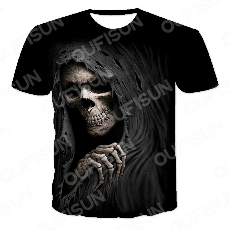 

New Tshirt Men Streetwear T Shirts Male Harajuku Tops Summer Helloween 3d Printed T-shirts CREW NECK Collar Skulls