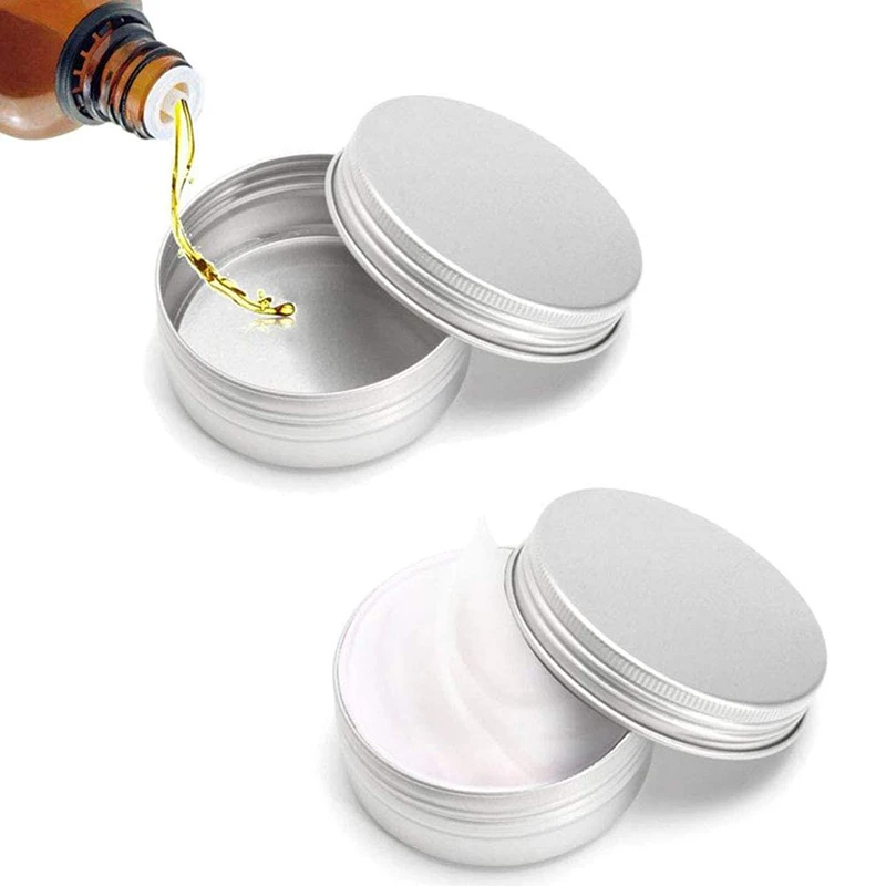 

1Pcs 100ml Empty Silver Aluminum Tins Cans Screw Top Round Candle Spice Tins Cans with Screw Lid Containers
