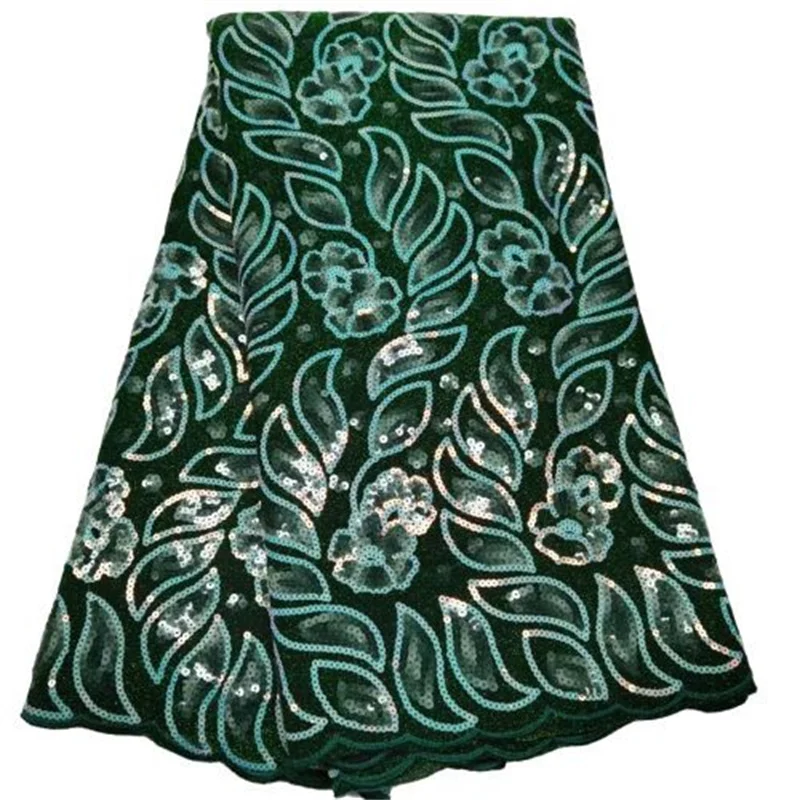 

Зеленая бархатная кружевная ткань, африканская кружевная ткань 2022, высококачественное кружево с блестками, французская нигерийская кружев...