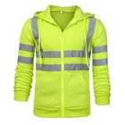 Мужская толстовка с капюшоном Hi Vis Lime Green, пуловер, флисовая куртка со светоотражающими вставками, рабочая одежда