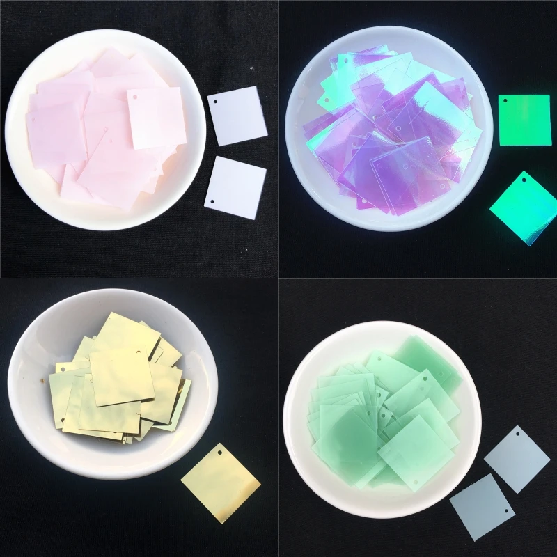 100 шт./лот 20 мм матовые большие квадратные пайетки из ПВХ плоские свободные