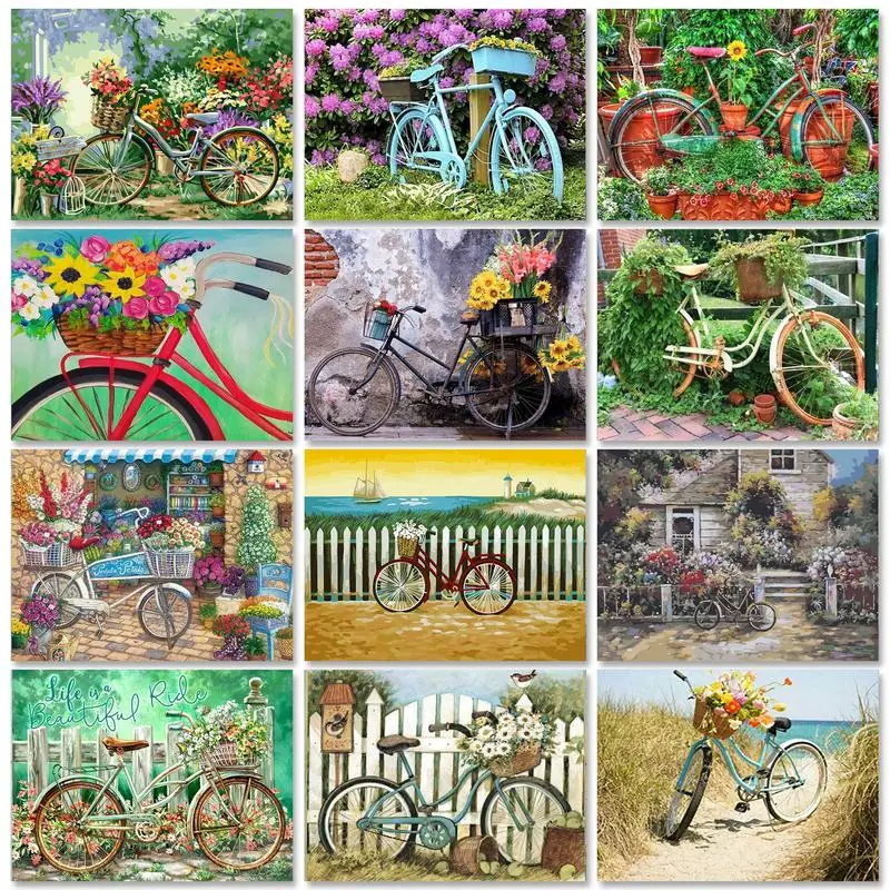 

RUOPOTY Decorative Painting By Numbers On Canvas Paintings On Number Bikes Paintings Handicraft For Adults Coloring By Numbers