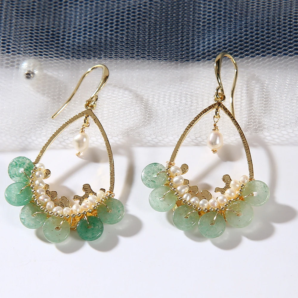 

New green fashion classic freshwater pearl stone earring metal zinc alloy dangle drop earrings jewelry 2020 for women