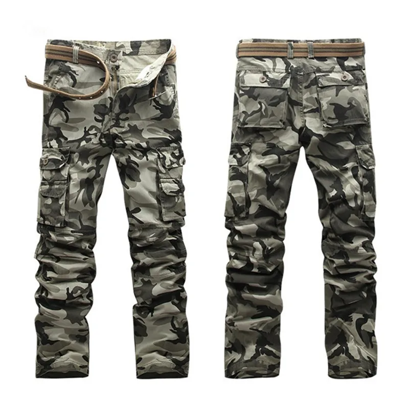 Брюки-карго мужские камуфляжные свободные штаны в стиле милитари с несколькими