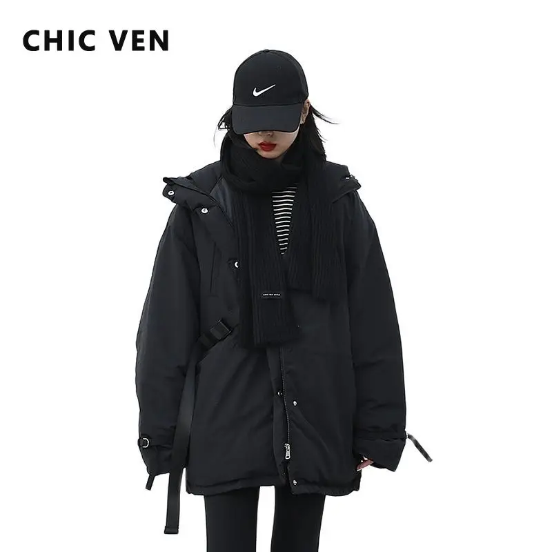 

Женская хлопковая куртка с капюшоном, Повседневная Свободная утепленная куртка с кулиской в Корейском стиле, Зимняя парка, 2021