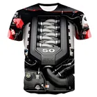 Футболка мужская механическая с коротким рукавом, 3d футболка, Мустанг двигатель V8, аксессуары для мужчин