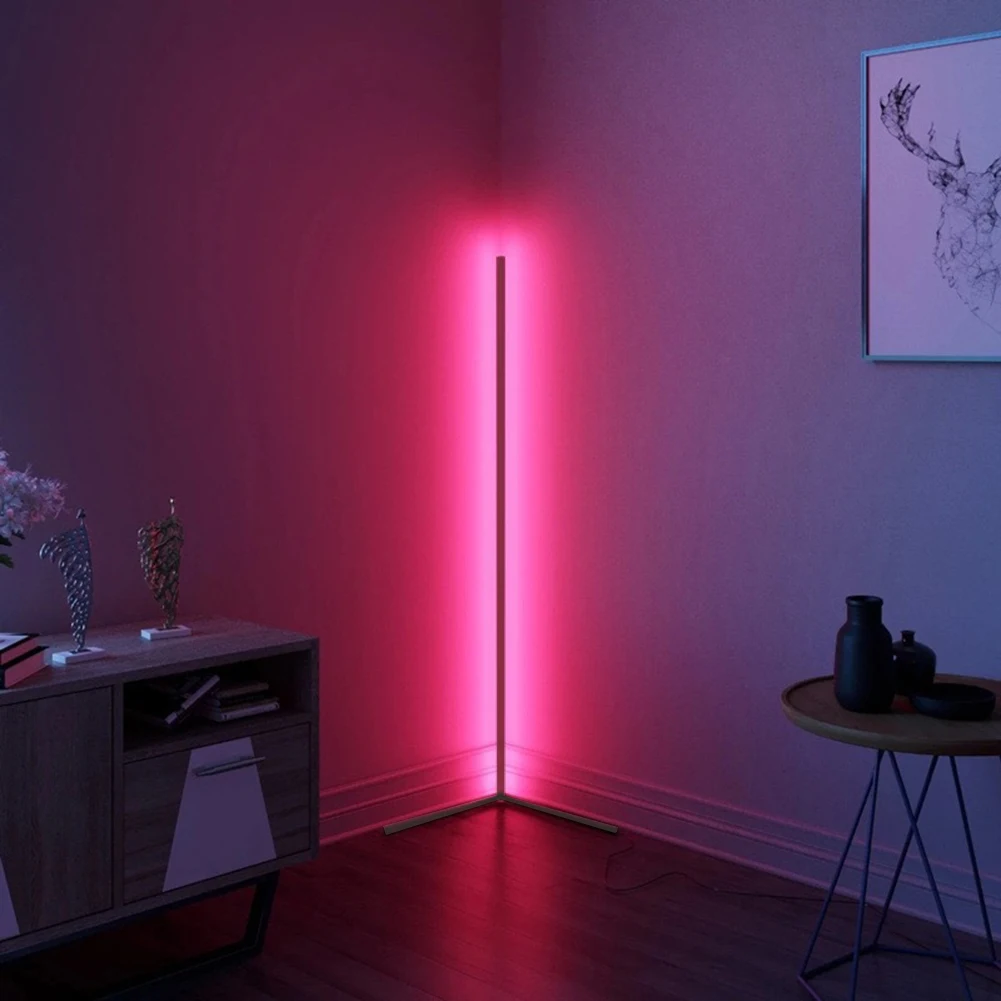 Светодиодный напольный угловой стоячий светильник ночник RGB с дистанционным