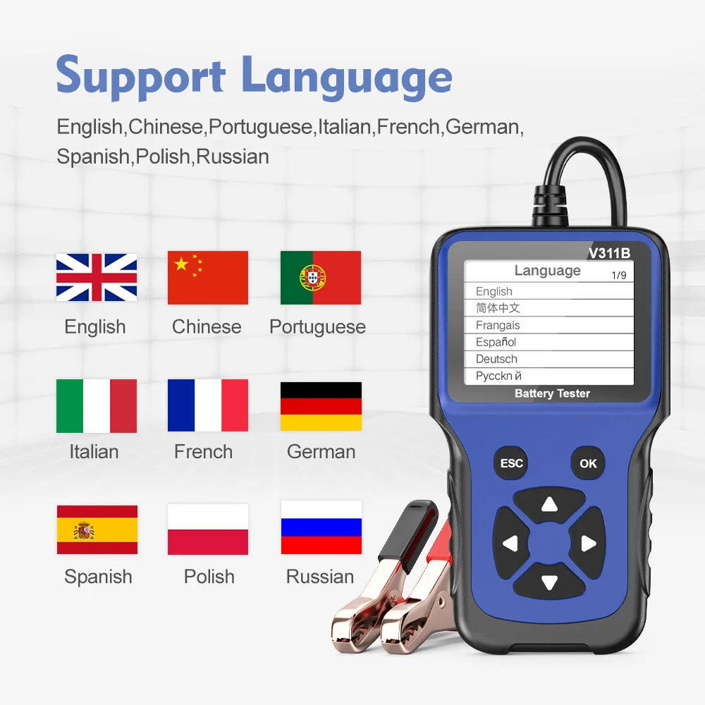 OBDPROG V311B 12 в детектор тестирования аккумулятора автомобильное зарядное