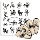 3D наклейки для ногтей, крутые животные, насекомые, наклейки с изображением скорпиона, для ногтей, фольга, черный цветок, Зеленый лист, дизайн, модные наклейки для маникюра