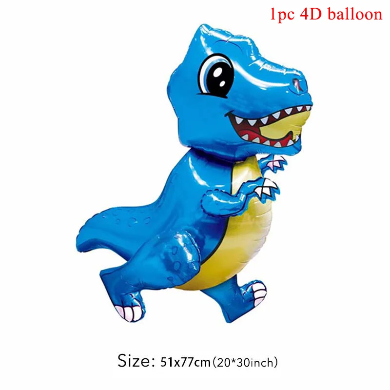 1 4D balloon blue Динозавр ПВХ фольга Висячие завитки динозавр день рождения украшения Детские сувениры Юрский динозавр Потолочные Подвесные гирлянды принадлежности - Цвет: 1 4D balloon blue