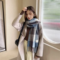 visrover checked hijab poncho lady winter printing scarf for woman female shawls cashmere handfeeling winter wraps wholesale