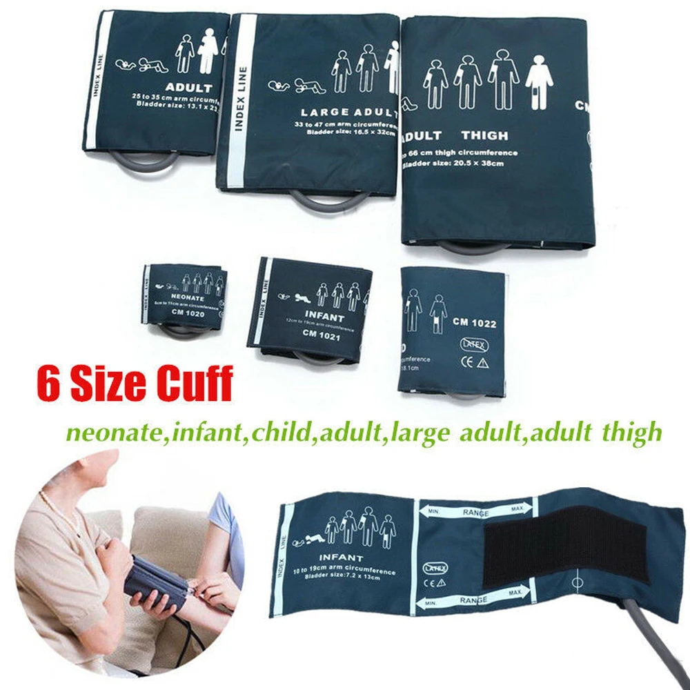 

6 Size NIBP Cuff Blood Pressure Monitor NIBP Holter Cuffs Neonate Infant Adult Child Large Adult Adult Adult Thigh