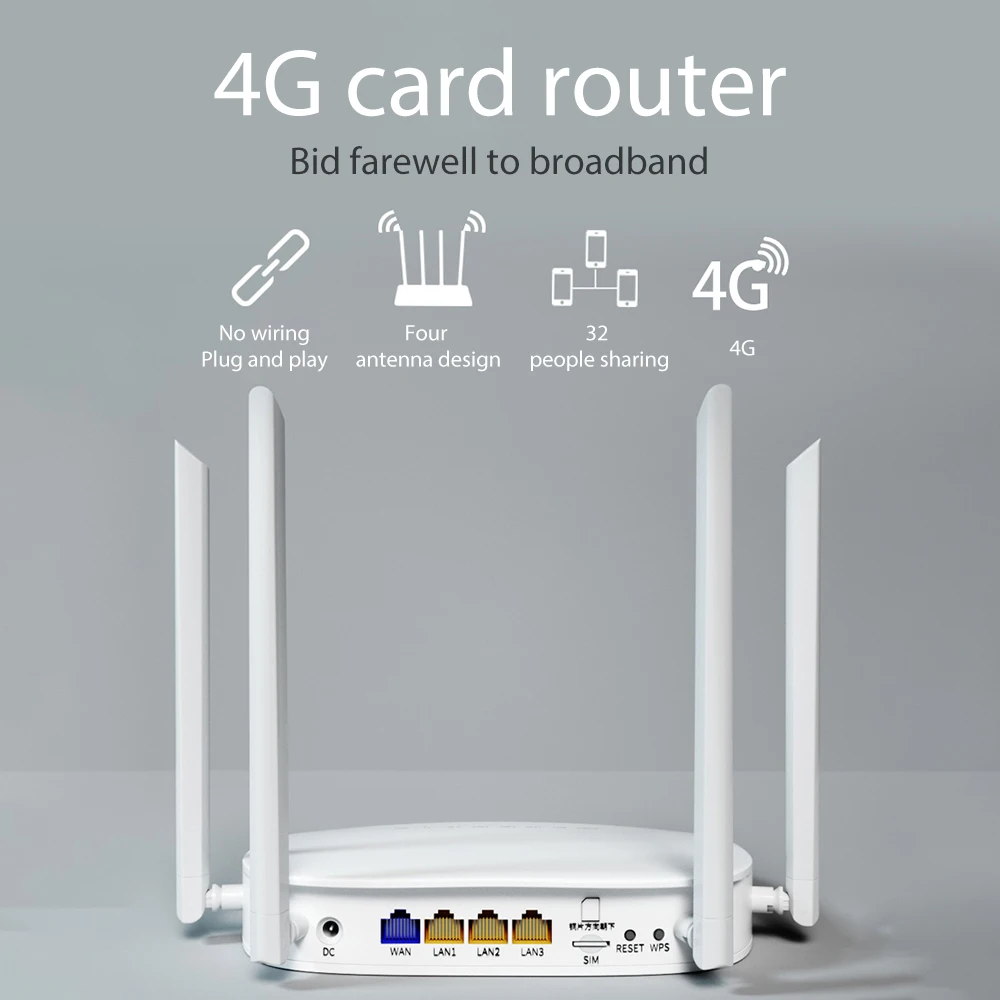 4G умный Wi Fi роутер 300 Мбит/с высокоскоростной беспроводной с 4 внешними антеннами