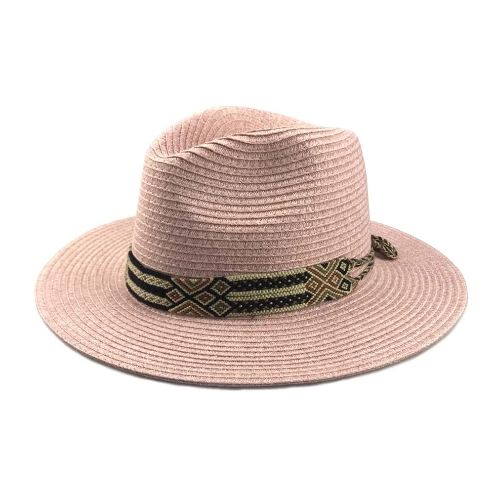 Шляпа-федора женская летняя соломенная Классическая пляжная Панама с широкими