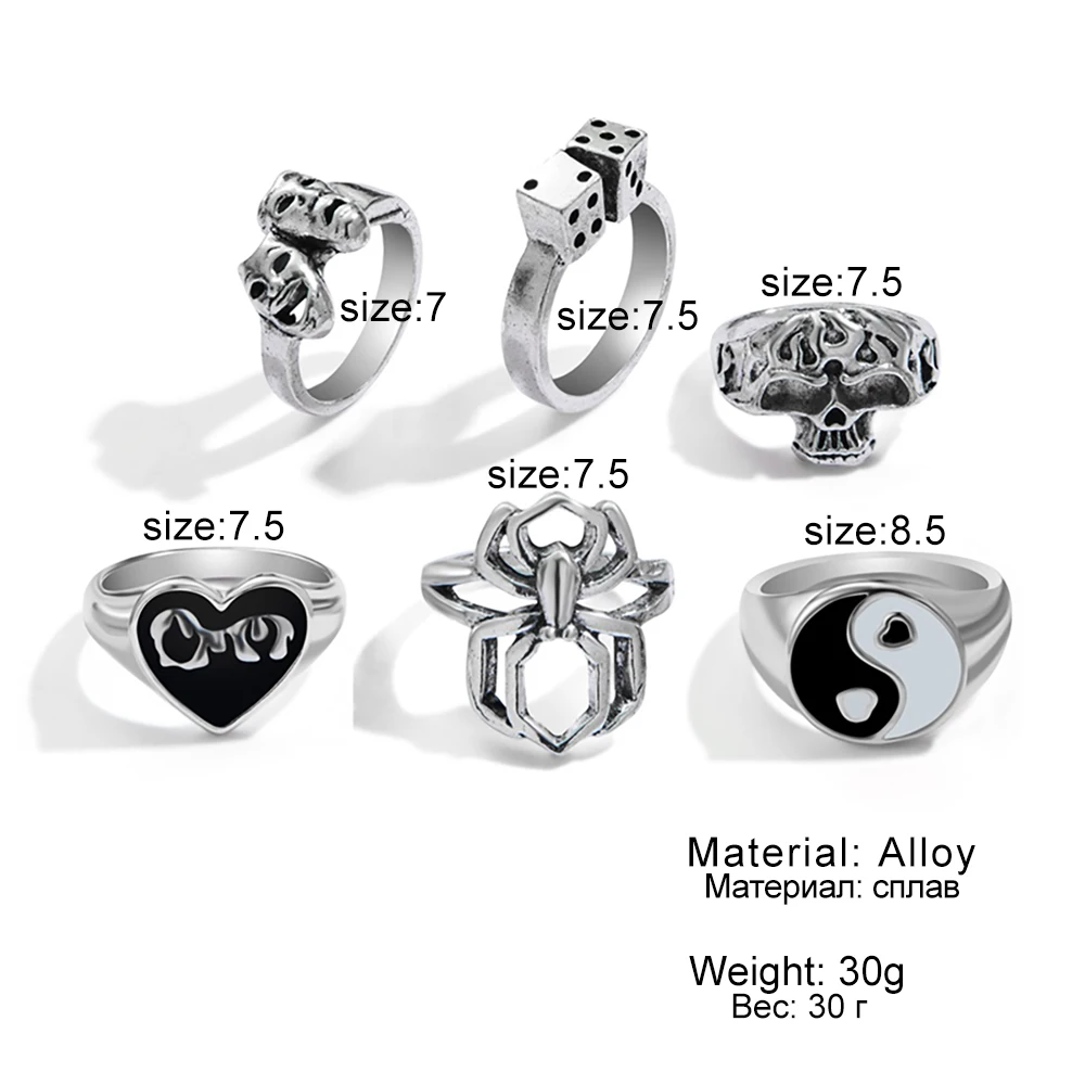 Набор Колец IFME в готическом стиле для мужчин и женщин Винтажные Ювелирные