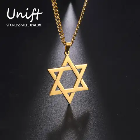 Unift Ожерелье со звездой Давида, винтажное ювелирное изделие в виде пятиугольника, ожерелье с подвеской из нержавеющей стали для мужчин, опто...